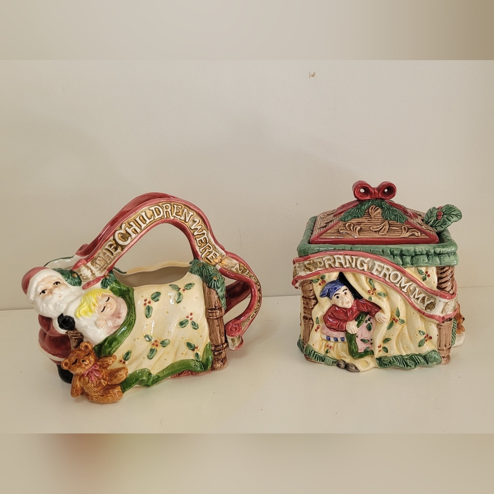 Fitz & Floyd The Night Before Christmas 1993 Sugar & Creamer Set